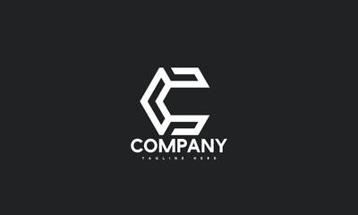 minimal digital letter C logo template