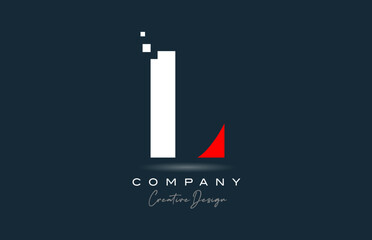 red white L alphabet letter logo icon design with dots. Creative template for business and company