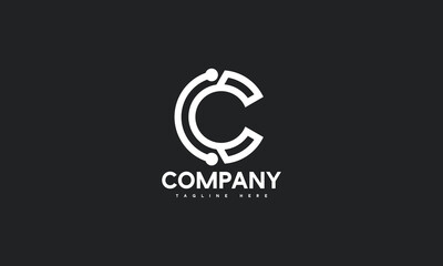 minimal digital letter C logo template