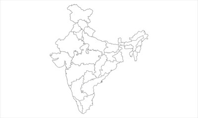 white background of India map with line art design