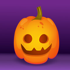 Cartoon isolated cute pumpkin with emotion. Vector illustration for Halloween.