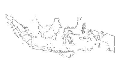 white background of Indonesia map with line art design