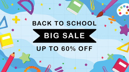 Flat back to school big sale banner template