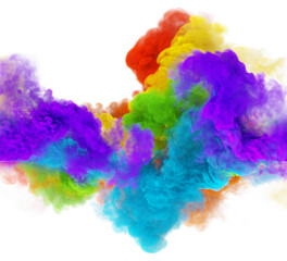 Heaven clouds of colored rainbow smoke in white background