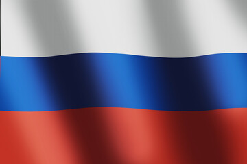 Russian national flag. Russian white, blue, red tricolor flag with smooth wind wave for banner or background. National Symbol. Waves ripples on flag