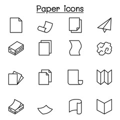 Paper icon set in thin line style