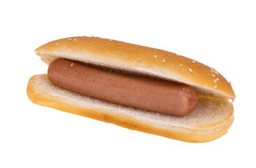 hot dog bun with sausage isolated