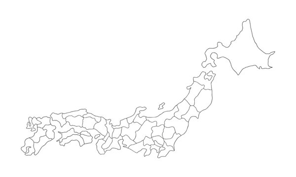 white background of Japan map with line art design
