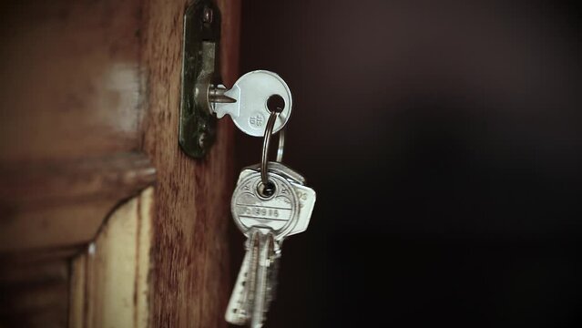 keys in the vintage door lock