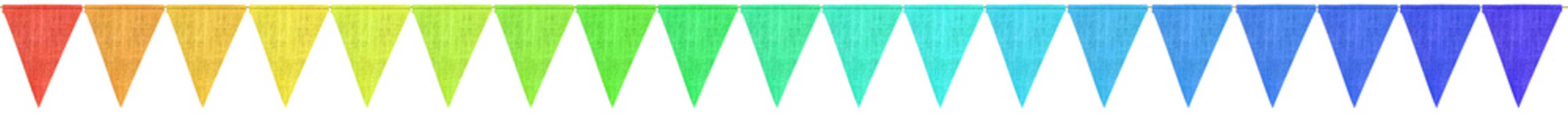 fanions en toile de jute couleurs arc-en-ciel, fond bl
