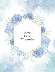 rose flower watercolor frame decoration