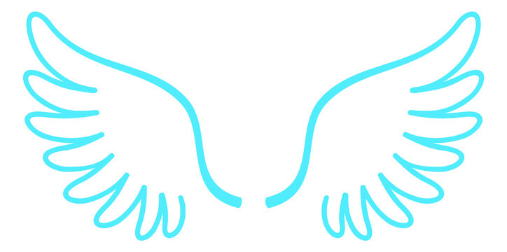 White feathered wings icon. Angel wing logo. Purity symbol