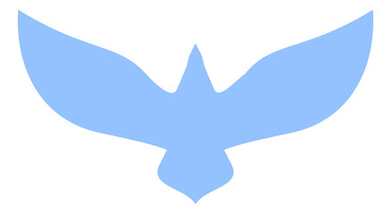 Bird silhouette. Blue dove logo. Peace symbol