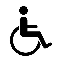 Icono de persona discapacitada. Silueta aislada de hombre en silla de ruedas