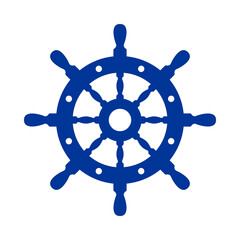 Obraz premium Silueta de timón de barco aislado en color azul