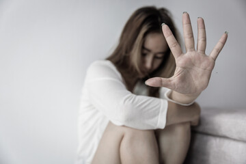 despair rape victim waiting for help, Stop sexual harassment and violence against women, rape and...