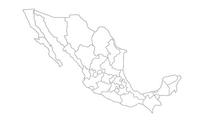 white background of Mexico map with line art design
