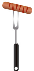 grilled sausage and fork with transparent background