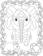Obraz premium Funny Cartoon Elephant Coloring Page