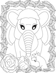 Funny Cartoon Elephant Coloring Page