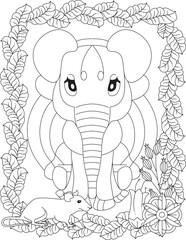 Funny Cartoon Elephant Coloring Page