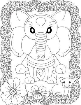 Funny Cartoon Elephant Coloring Page