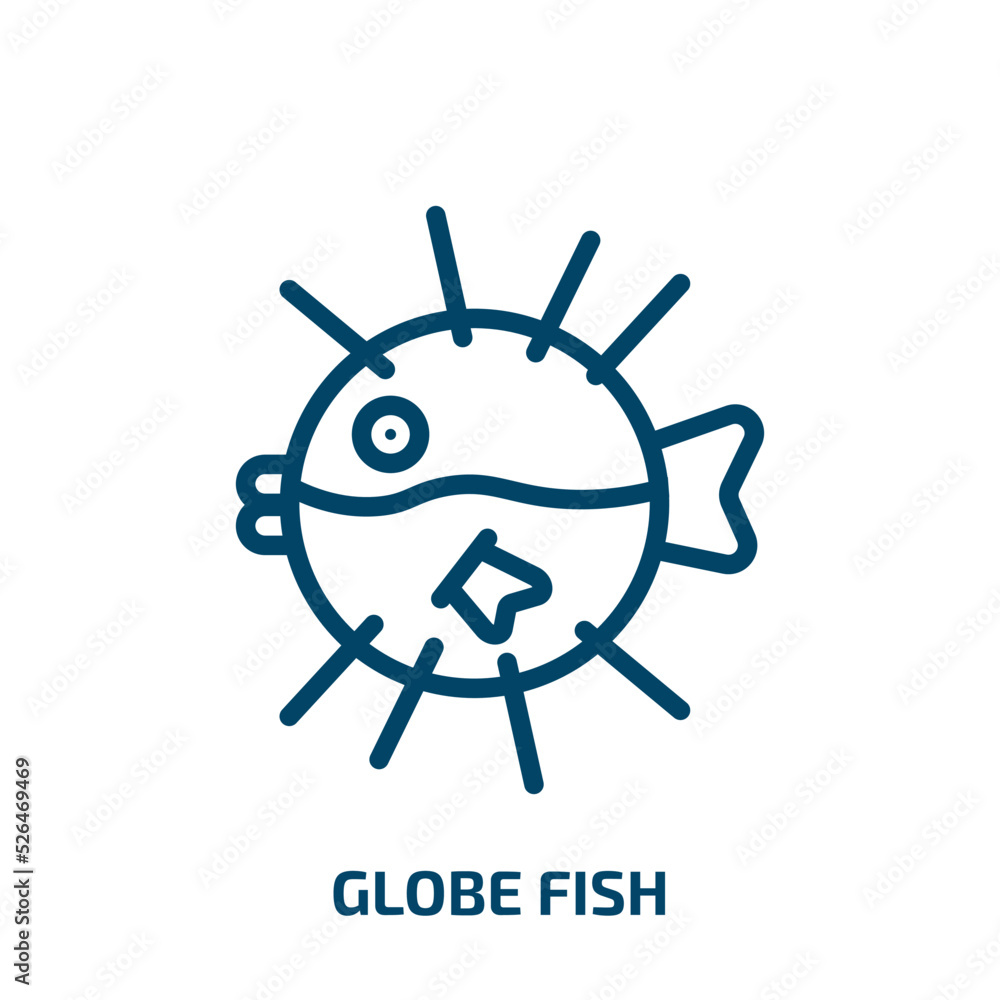 Poster globe fish icon from animals collection. thin linear globe fish, globe, fish outline icon isolated o