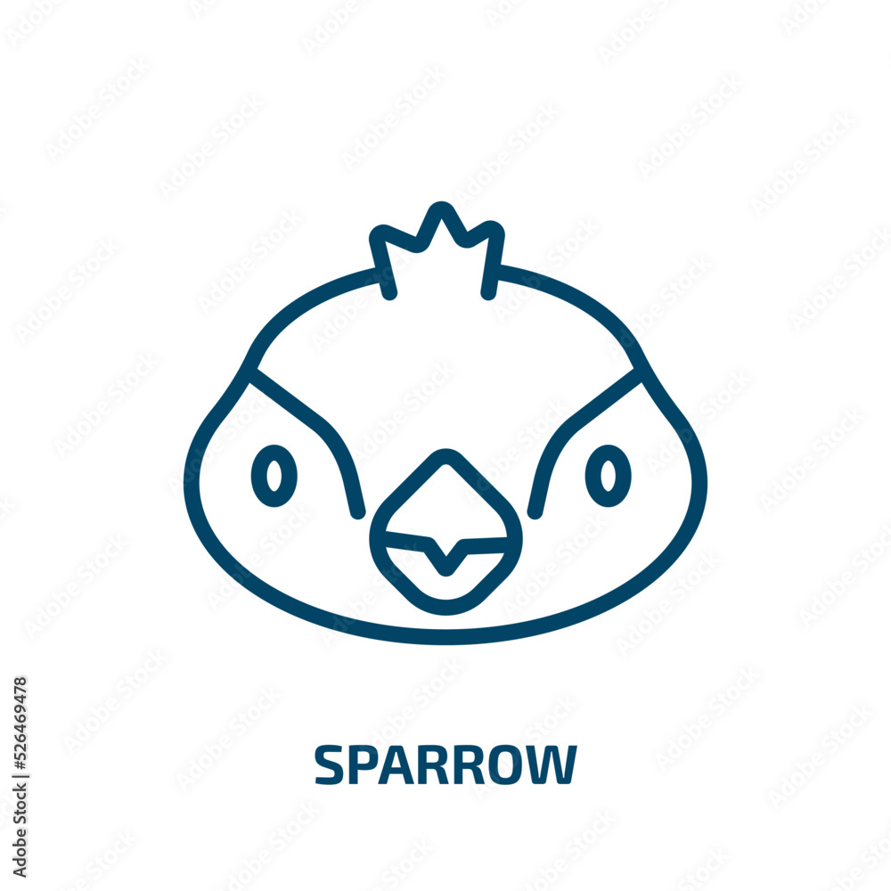 Poster sparrow icon from animals collection. thin linear sparrow, cute, bird outline icon isolated on white