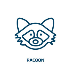 racoon icon from animals collection. Thin linear racoon, happy, character outline icon isolated on white background. Line vector racoon sign, symbol for web and mobile
