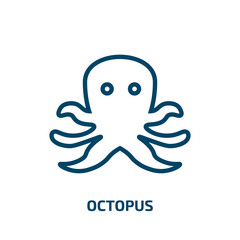 octopus icon from animals collection. Thin linear octopus, marine, sea outline icon isolated on white background. Line vector octopus sign, symbol for web and mobile