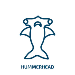 hummerhead icon from animals collection. Thin linear hummerhead, animals, octopus outline icon isolated on white background. Line vector hummerhead sign, symbol for web and mobile