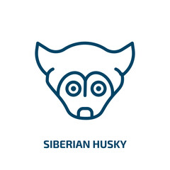 siberian husky icon from animals collection. Thin linear siberian husky, husky, pet outline icon isolated on white background. Line vector siberian husky sign, symbol for web and mobile