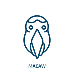 macaw icon from animals collection. Thin linear macaw, bird, exotic outline icon isolated on white background. Line vector macaw sign, symbol for web and mobile