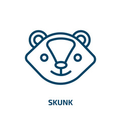 skunk icon from animals collection. Thin linear skunk, animal, cartoon outline icon isolated on white background. Line vector skunk sign, symbol for web and mobile