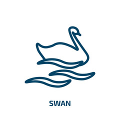 swan icon from animals collection. Thin linear swan, beauty, beautiful outline icon isolated on white background. Line vector swan sign, symbol for web and mobile