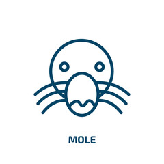 mole icon from animals collection. Thin linear mole, character, animal outline icon isolated on white background. Line vector mole sign, symbol for web and mobile