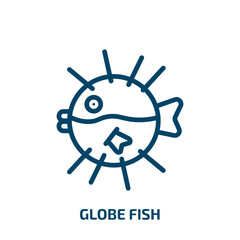globe fish icon from animals collection. Thin linear globe fish, globe, fish outline icon isolated on white background. Line vector globe fish sign, symbol for web and mobile