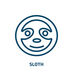 sloth icon from animals collection. Thin linear sloth, animal, character outline icon isolated on white background. Line vector sloth sign, symbol for web and mobile © Farahim