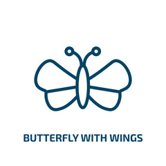 butterfly with wings icon from animals collection. Thin linear butterfly with wings, beautiful, butterfly outline icon isolated on white background. Line vector butterfly with wings sign, symbol for
