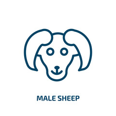 male sheep icon from animals collection. Thin linear male sheep, wildlife, nature outline icon isolated on white background. Line vector male sheep sign, symbol for web and mobile