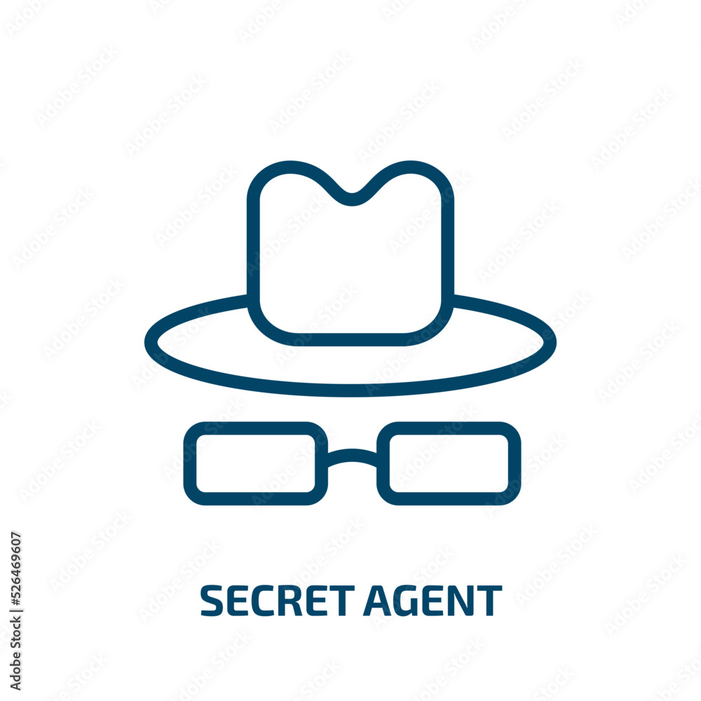 Poster secret agent icon from army and war collection. thin linear secret agent, agent, spy outline icon is