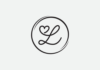 Obraz premium Love font logo design vector sign. Love and heart icon and symbol design vector with L
