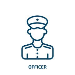 officer icon from army and war collection. Thin linear officer, office, man outline icon isolated on white background. Line vector officer sign, symbol for web and mobile