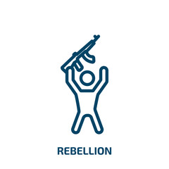 rebellion icon from army and war collection. Thin linear rebellion, riot, rebel outline icon isolated on white background. Line vector rebellion sign, symbol for web and mobile