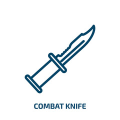 combat knife icon from army and war collection. Thin linear combat knife, combat, weapon outline icon isolated on white background. Line vector combat knife sign, symbol for web and mobile