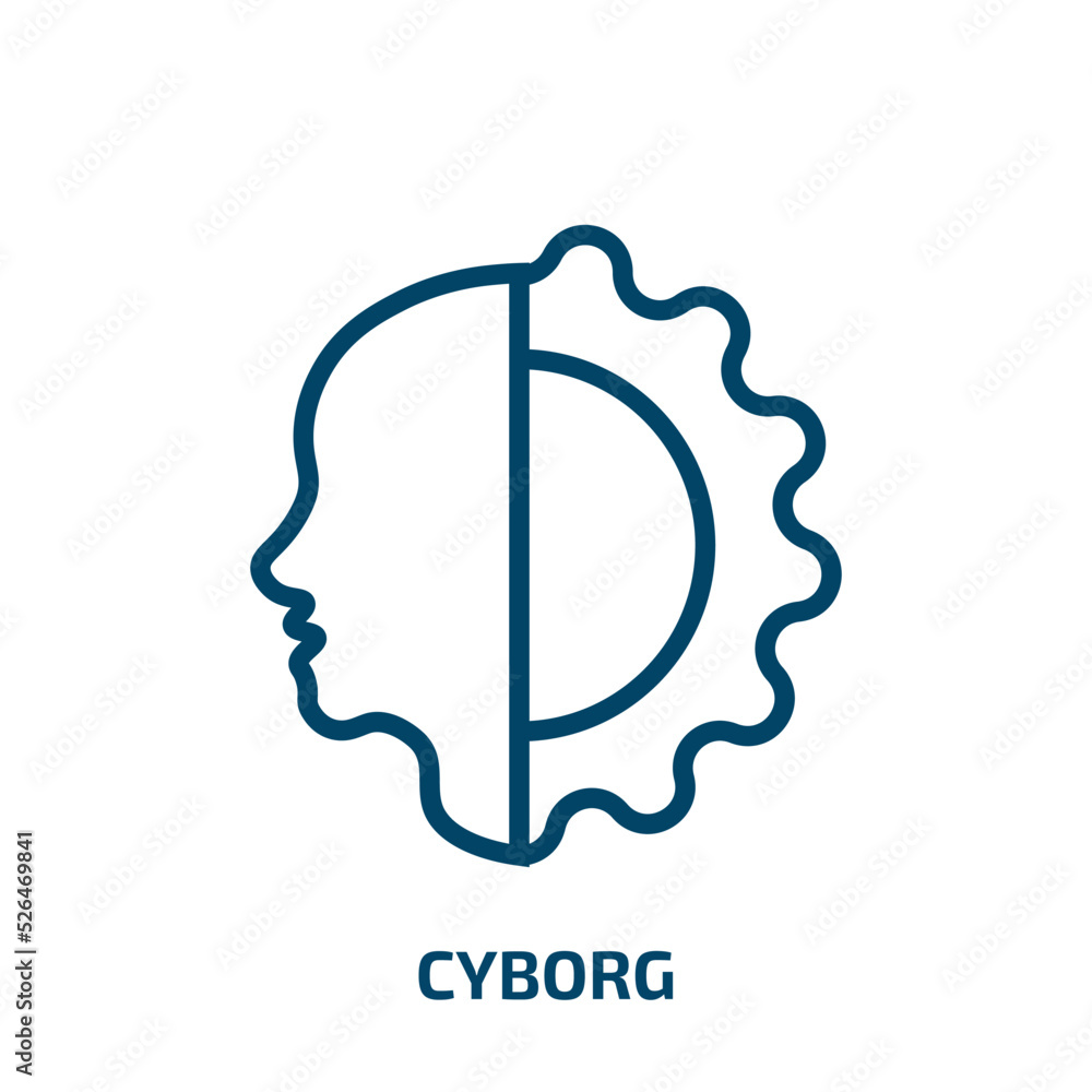 Poster cyborg icon from artificial intellegence and future technology collection. thin linear cyborg, techn