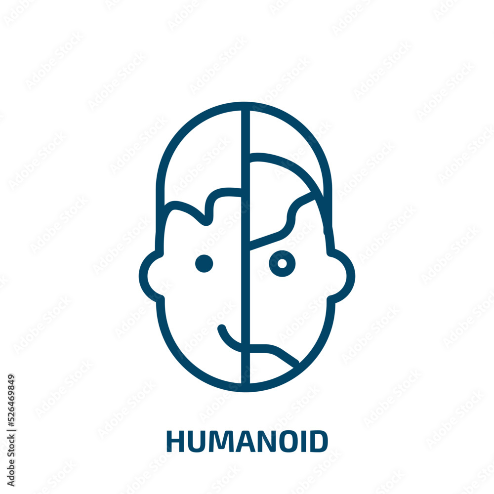Poster humanoid icon from artificial intellegence and future technology collection. thin linear humanoid, s
