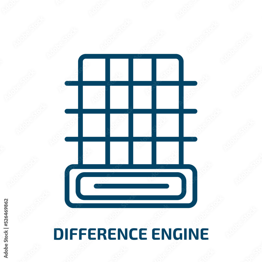 Poster difference engine icon from artificial intellegence and future technology collection. thin linear di