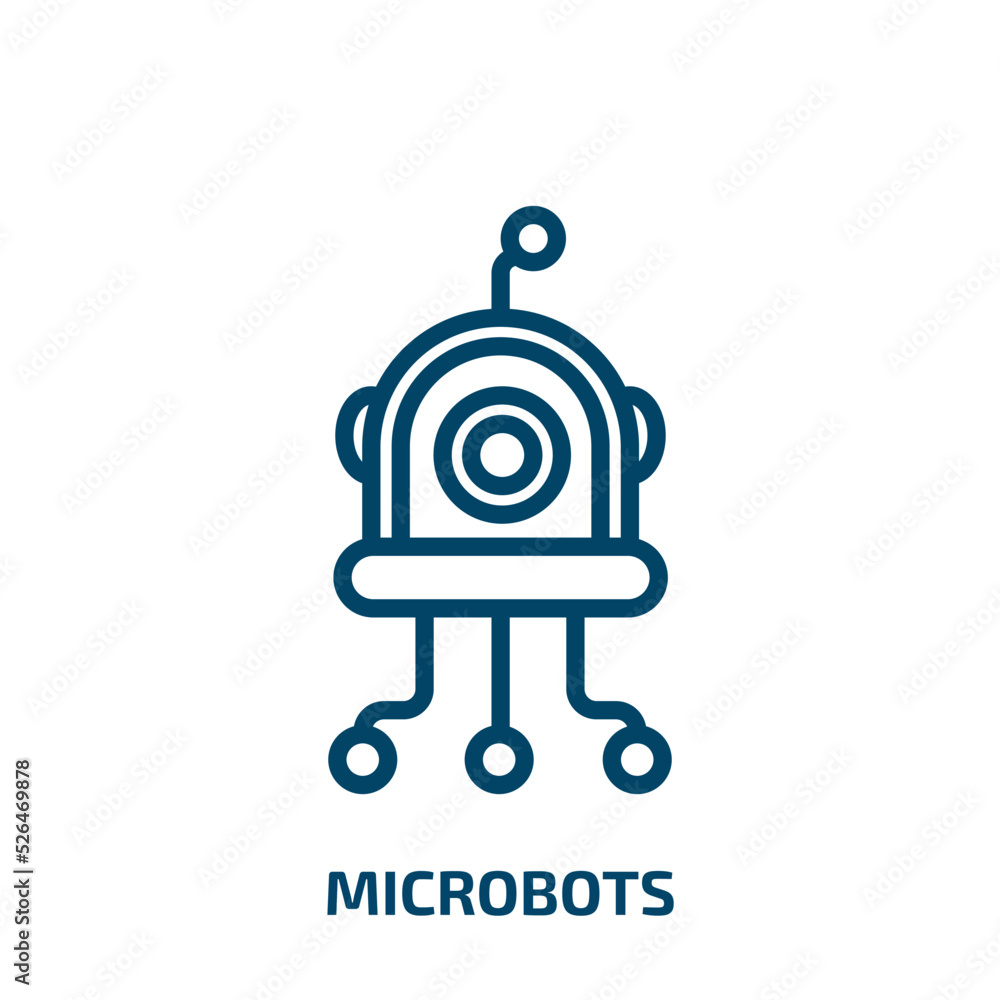 Poster microbots icon from artificial intellegence and future technology collection. thin linear microbots,