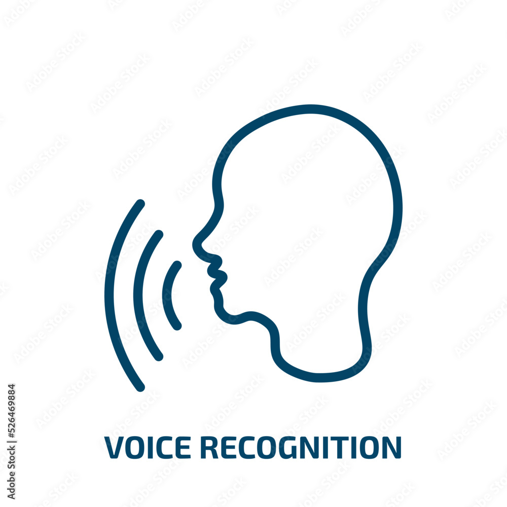 Poster voice recognition icon from artificial intellegence and future technology collection. thin linear vo